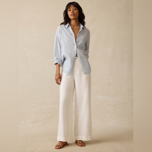 THE WHITE COMPANY 100% Linen Sky Blue Button Down Shirt Top Blouse - Picture 4 of 10